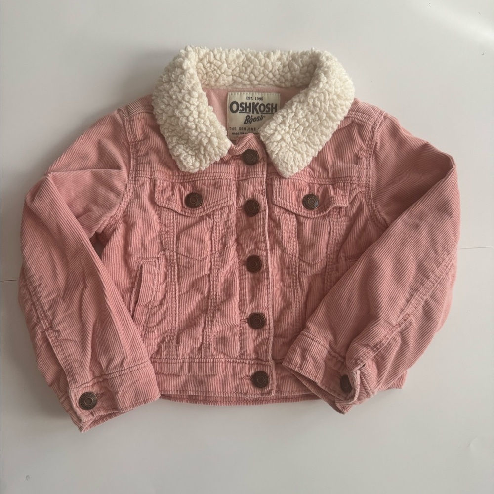 Oshkosh B’gosh Pink Corduroy Coat with Fur Collar 2T